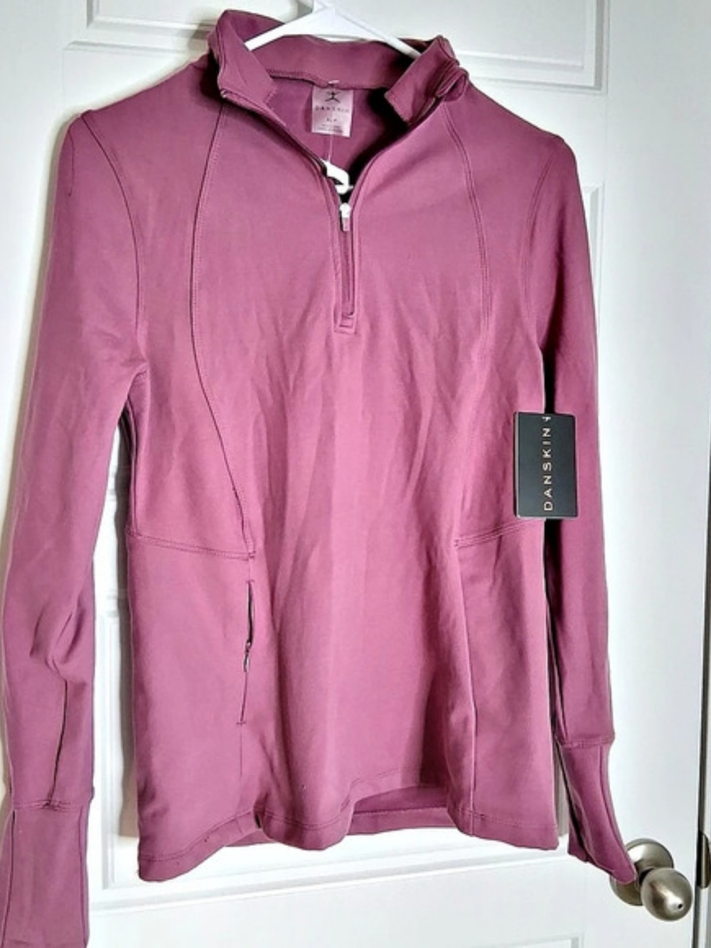 Danskin Women'Small Luxe Half Zip Pullover Pink Small